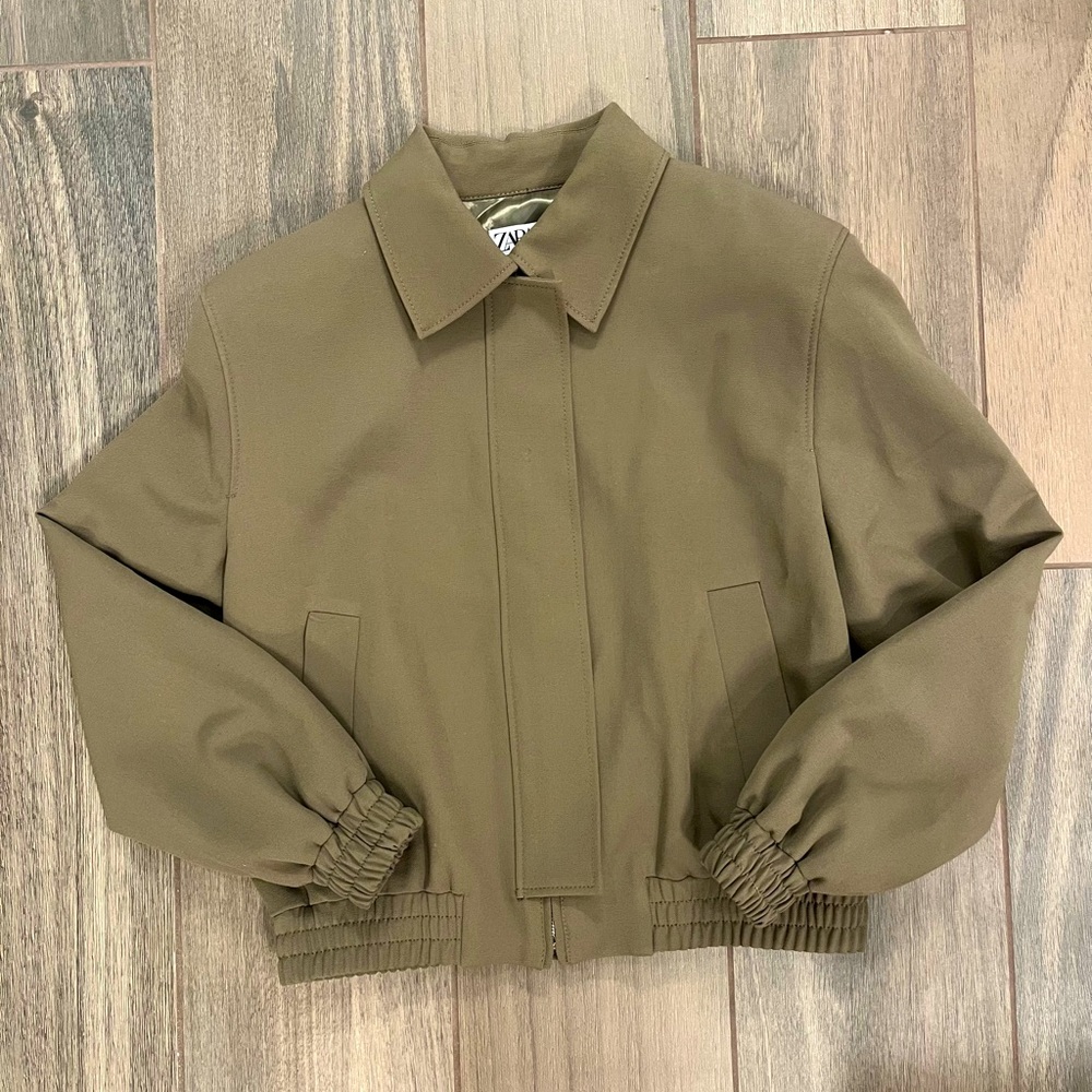Zara Olive Green Bomber Jacket